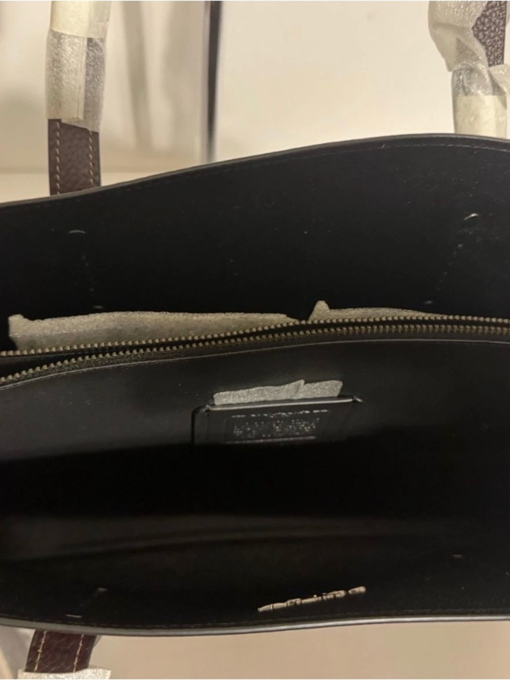 Coach Black Leather Tote with Center Zip - Picture 3 of 4